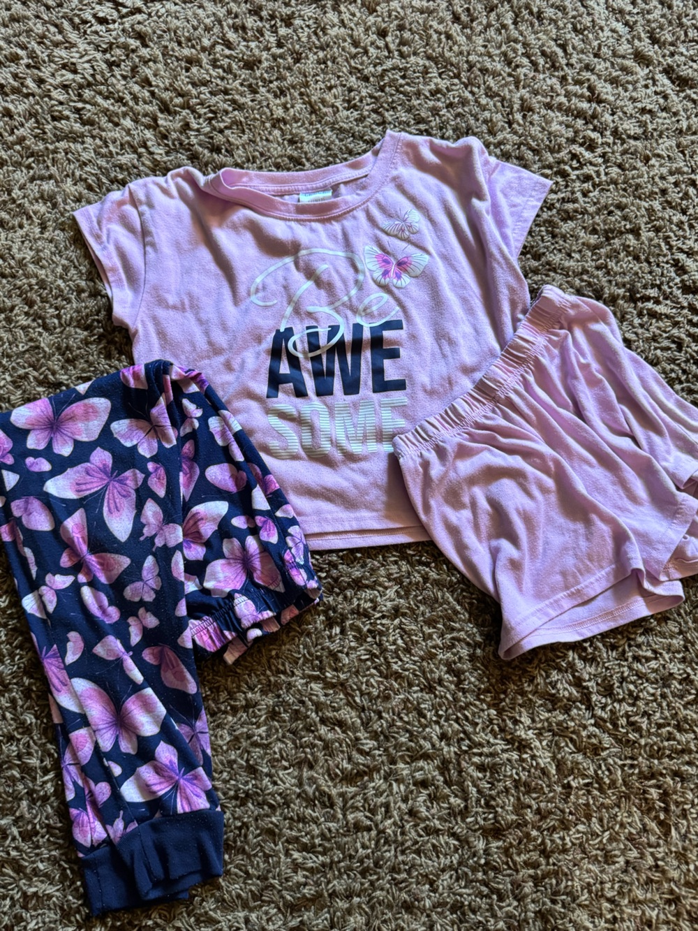 Falls Creek Pink and Navy Butterfly Pajama Set